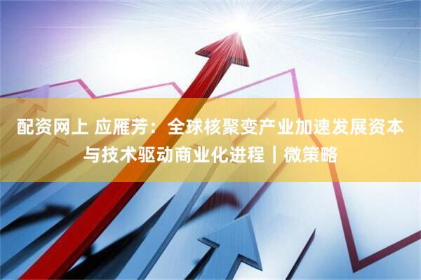 配资网上 应雁芳：全球核聚变产业加速发展　资本与技术驱动商业化进程｜微策略